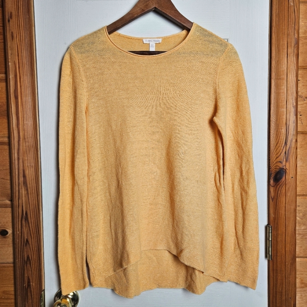 Eileen Fisher Organic Linen Knit Tunic Sweater Cantaloupe Orange Size xs/tp